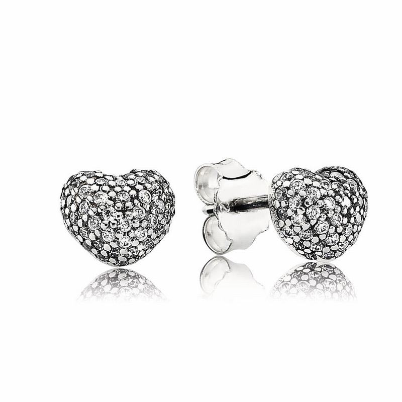 Pandora In My Heart Pavé Stud Earrings Silver Egypt WG5042197